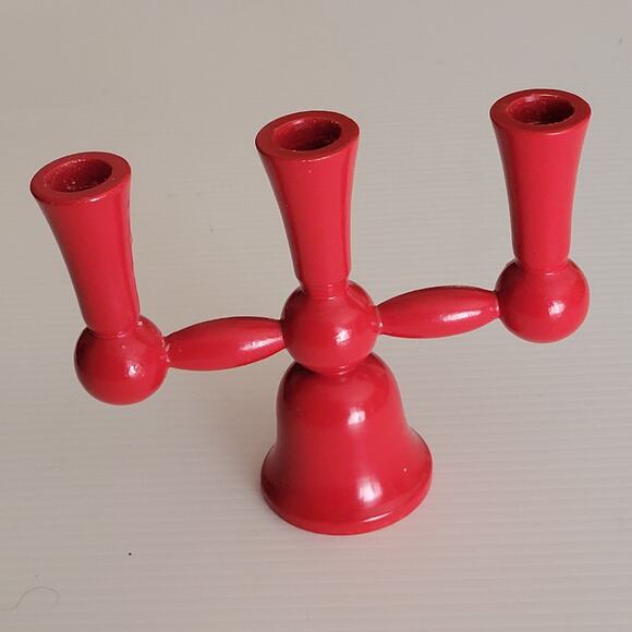 Rare Finnish 3-Arm Candle Holder in Turned Wood Design Leo Lehtinen Finland - Picture 1 of 6